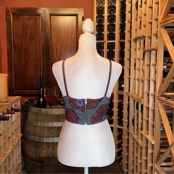 TOPSHOP Floral Crop Halter Top Size 4 - Picture 6 of 8